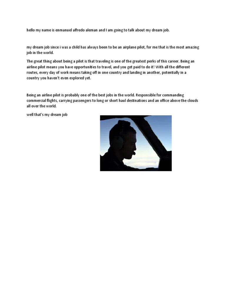 Dream Job Airline Pilot Insights PDF Business Language Arts