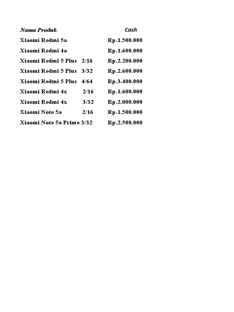 Daftar Harga Xiaomi Xii_ips2 Praktek Tik Samuel Frans Kepin Sipayung