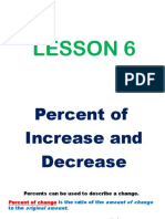 Lesson 6 - Percent of Increase or Decrease, Finding Discount and Sale Price