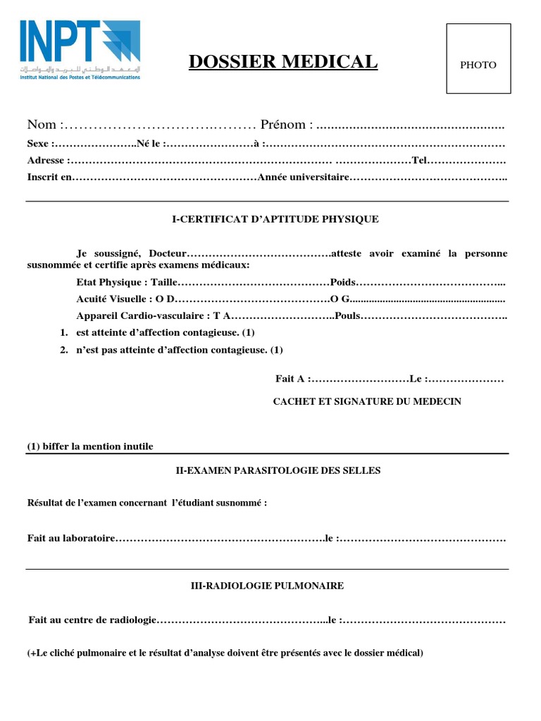 Dossier Médical Étudiant PDF | PDF