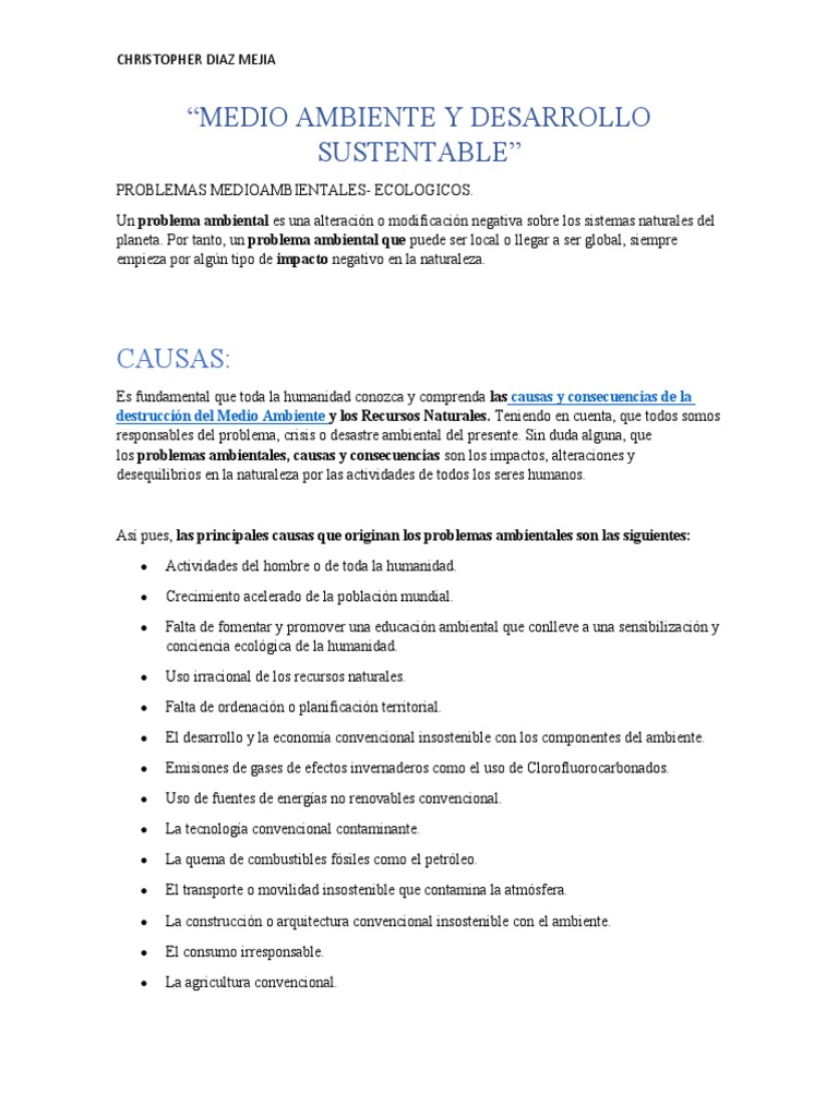 Medio Ambiente y Desarrollo Sustentable | PDF | Entorno natural ...