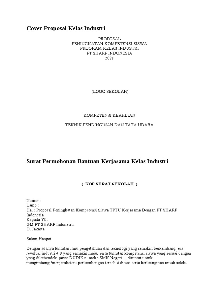 Proposal Kelas Industri SMK dan PT SHARP | PDF