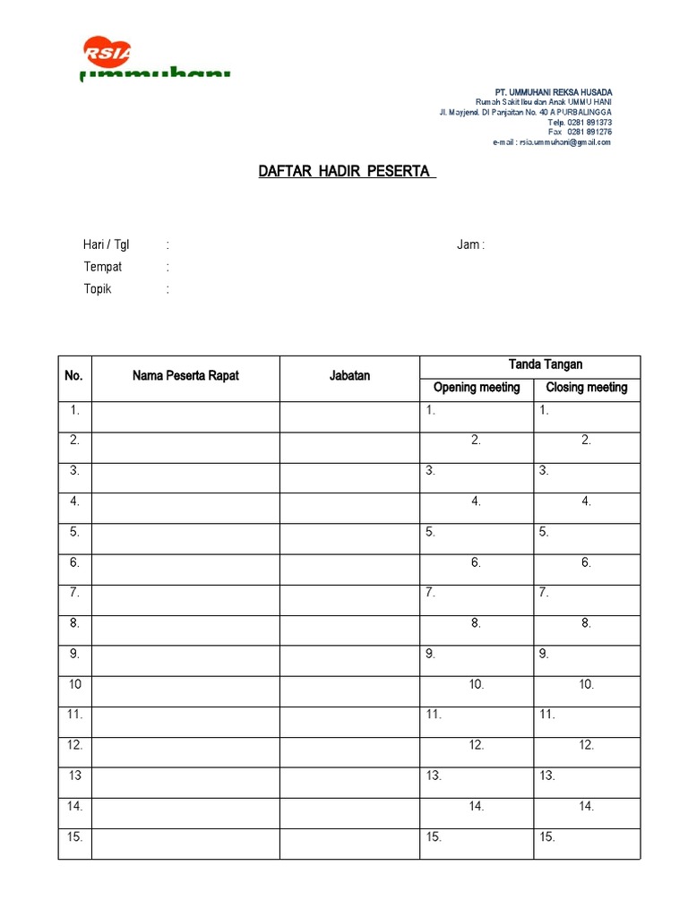 Daftar Hadir | PDF