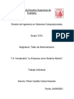 T-4 Vocabulario La Empresa Como Sistema Abierto.