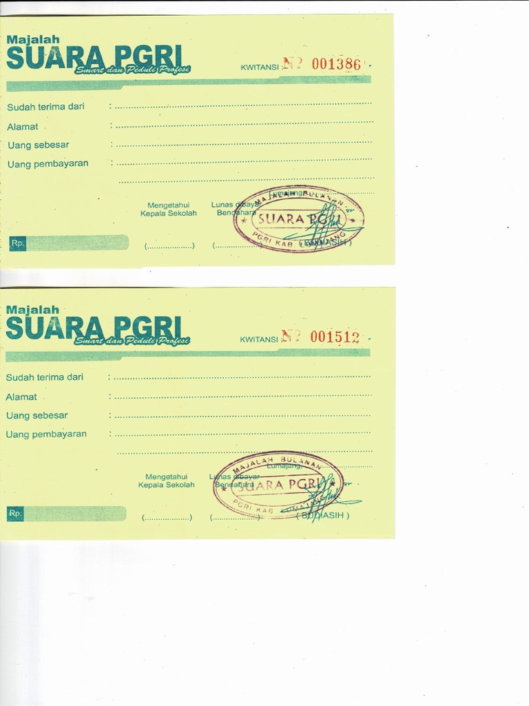 Kwitansi Majalah PGRI | PDF