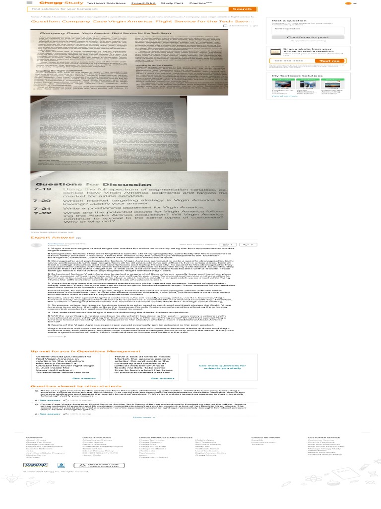 Company Case Virgin America - Flight Service For Th... | PDF | Textbook ...