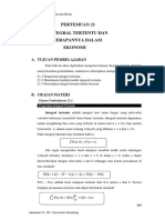 Pertemuan 21. Integral Tertentu Dan Penerapannya Dalam Ekonomi