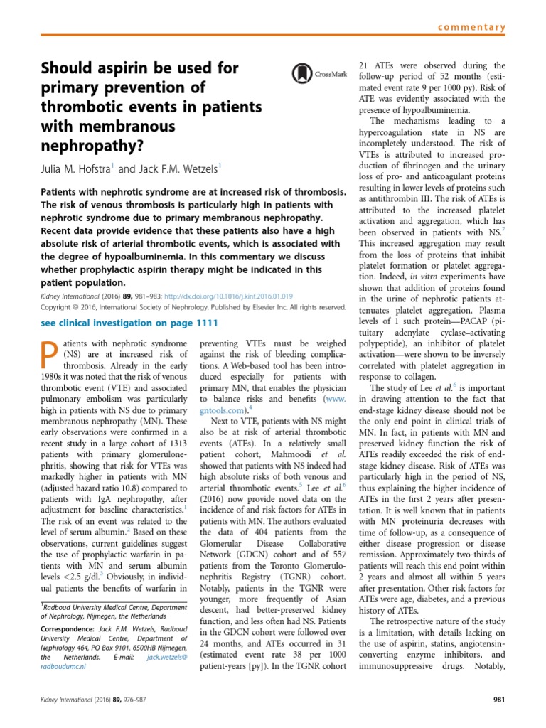 Should Aspirin Be Used For Thrombotic Events in Patients With