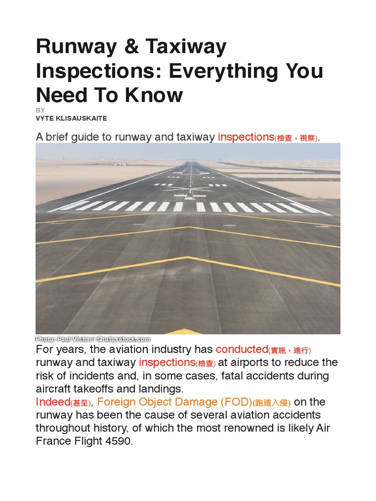 Runway and Taxiway Inspection Guide | PDF | Airport | Runway
