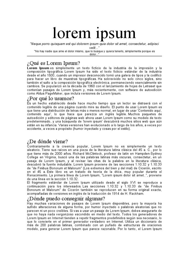 Significado y uso de Lorem Ipsum | PDF | Tipografía