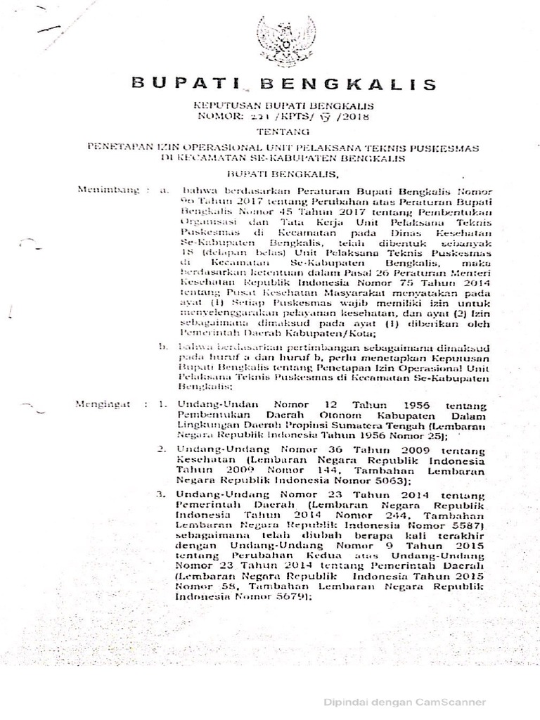 Surat Izin Operasional Puskesmas | PDF