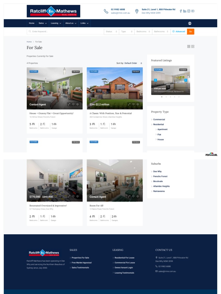 Real Estate Property For Sale Dee Why Ratcliff Mathews Real Estate