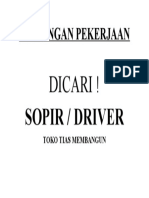 Lowongan Pekerjaan Sopir