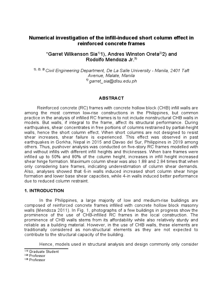 Infill-Induced Short Column Effects in RC Frames | PDF | Column | Beam ...