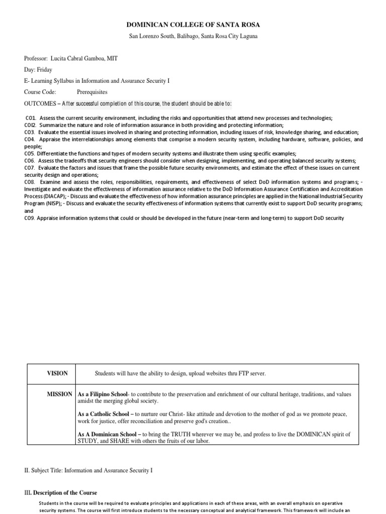 E Learning Syllabus For IAS101Gamboa | PDF | Microsoft Power Point ...