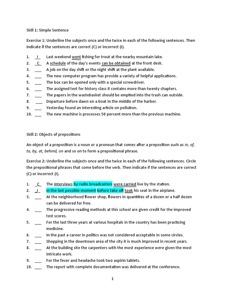 Practice 1 | PDF | Preposition And Postposition | Verb