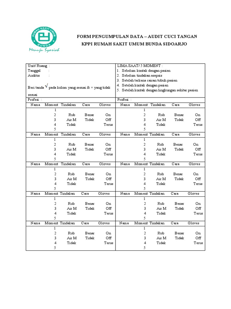 Audit Kepatuhan Protokol Cuci Tangan Di Rumah Sakit Pdf