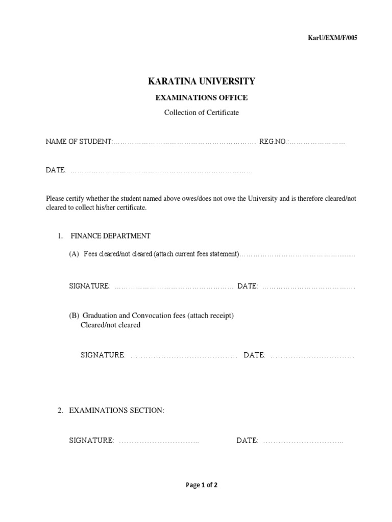 Certificate Collection Application Form | PDF | Finance & Money ...