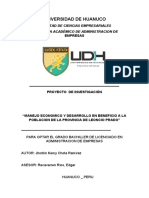 Manejo Economico y Desarrollo en Beneficio A La Poblacion de La Provincia de Leoncio Prado