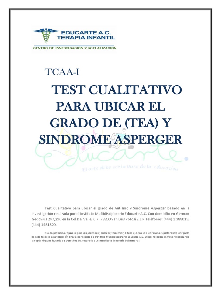 Test para Grado de Asperger y TEA | PDF | Espectro autista | Síndrome ...