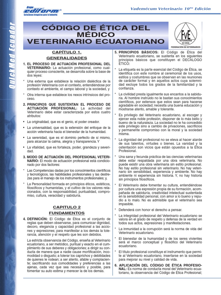 Código de Ética Veterinario Ecuador PDF Medicina Veterinaria Ecuador