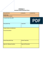 Corrective Action Revision Form