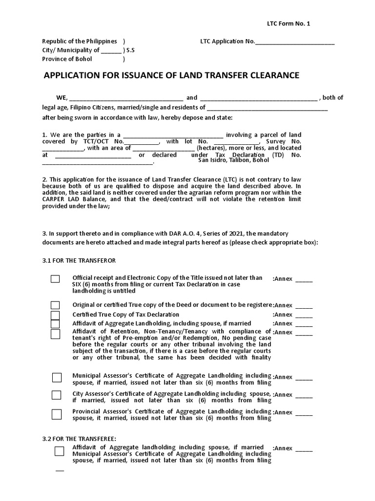 Appication Land Transfer PDF Civil Law Law) Government