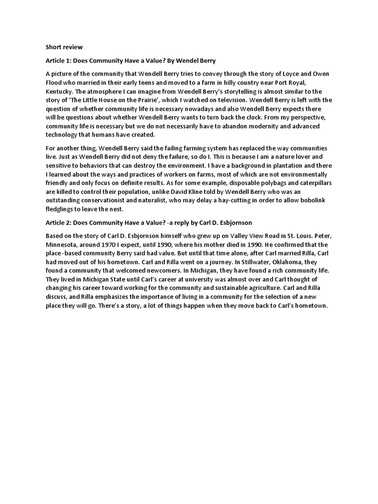 Value of Community in Modern Times | PDF