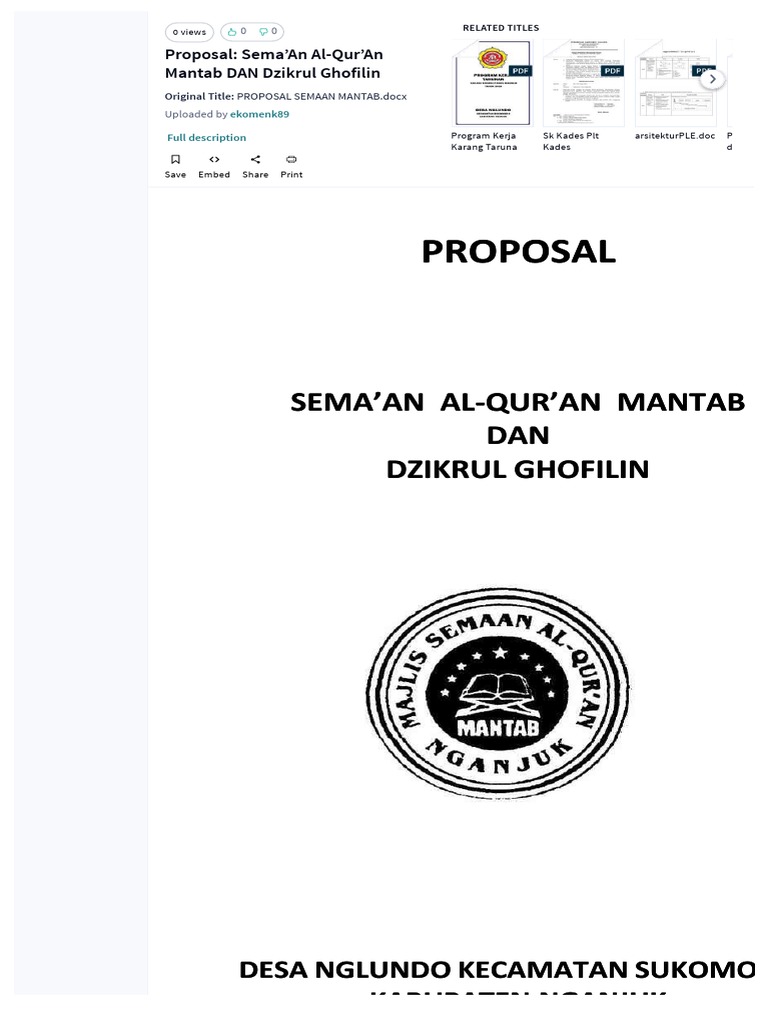 Lina PDF Proposal Semaan Al Quran Mantab Dan Dzikrul Ghofilin ...