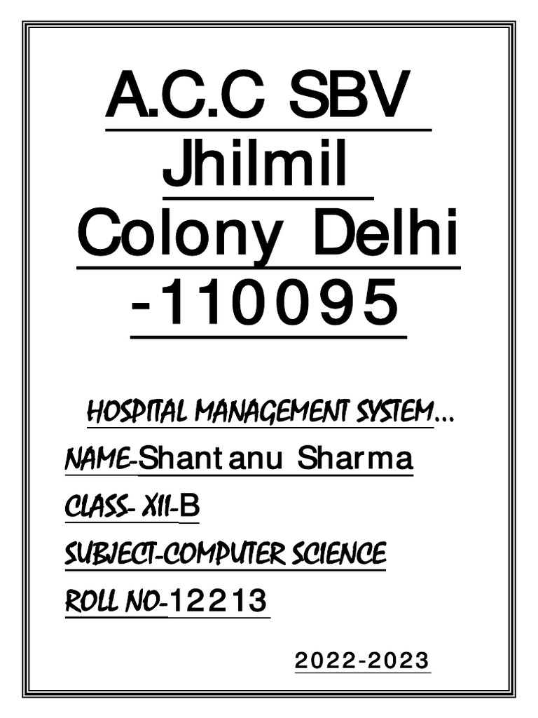 Hospital Management System Project | PDF | Python (Programming Language ...