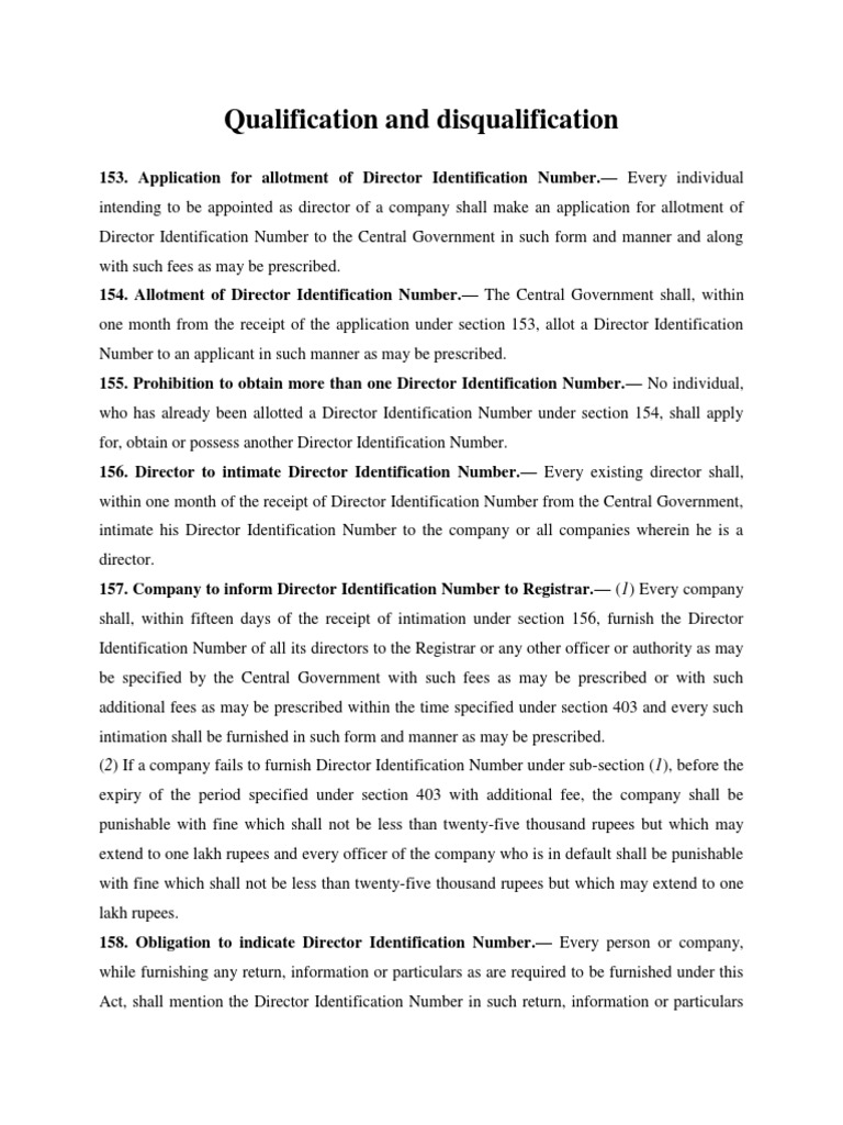 Study MaterialQualification and Disqualification AMVCLII PDF Board Of Directors