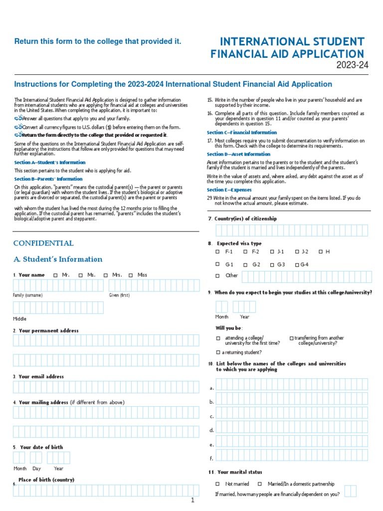 2324 Intl Student Fin Aid App | PDF | Debt | Expense