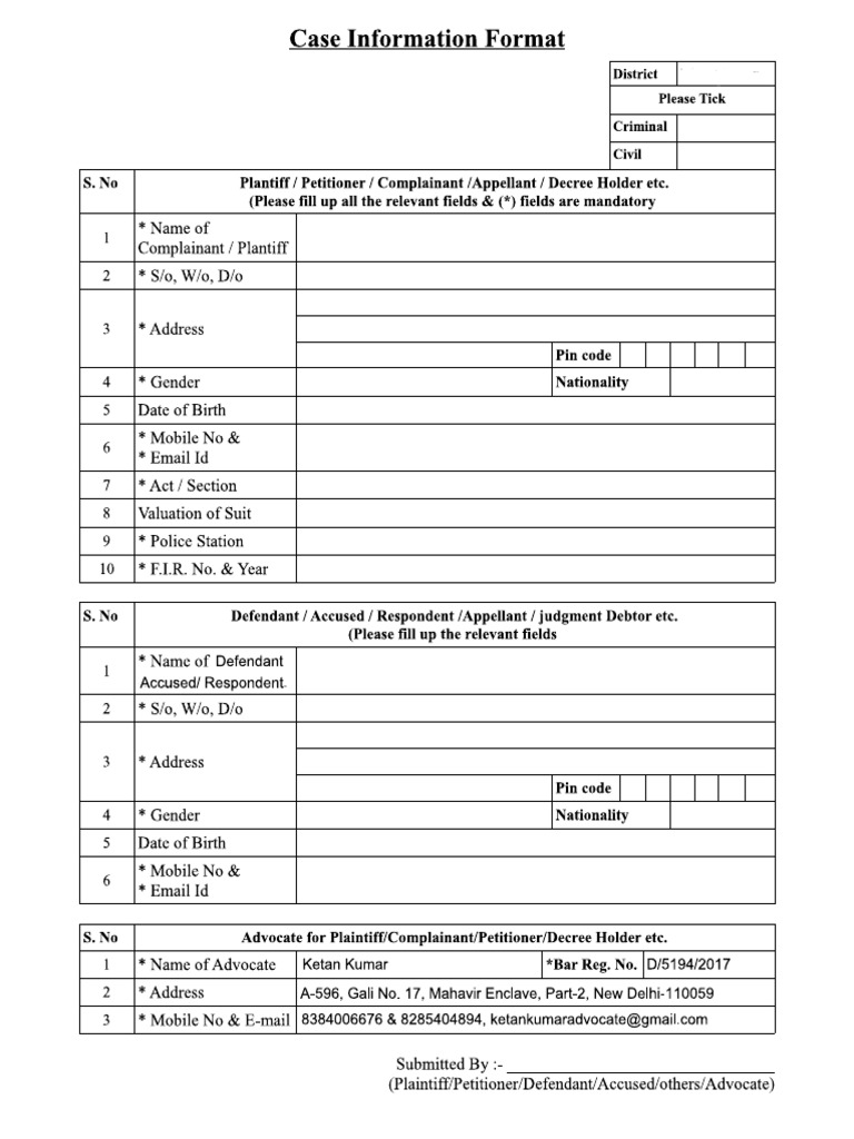 Case information format kk pdf