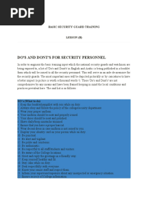 Do and Dont of Security Guard