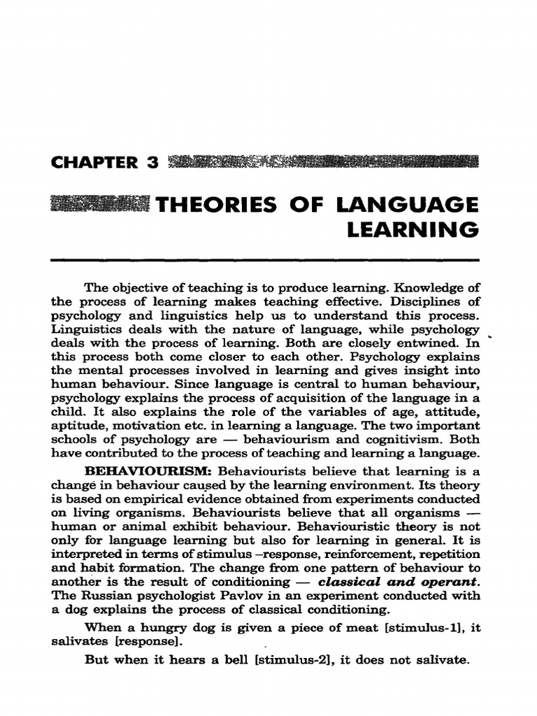 Theories of language learning pdf learning behaviorism