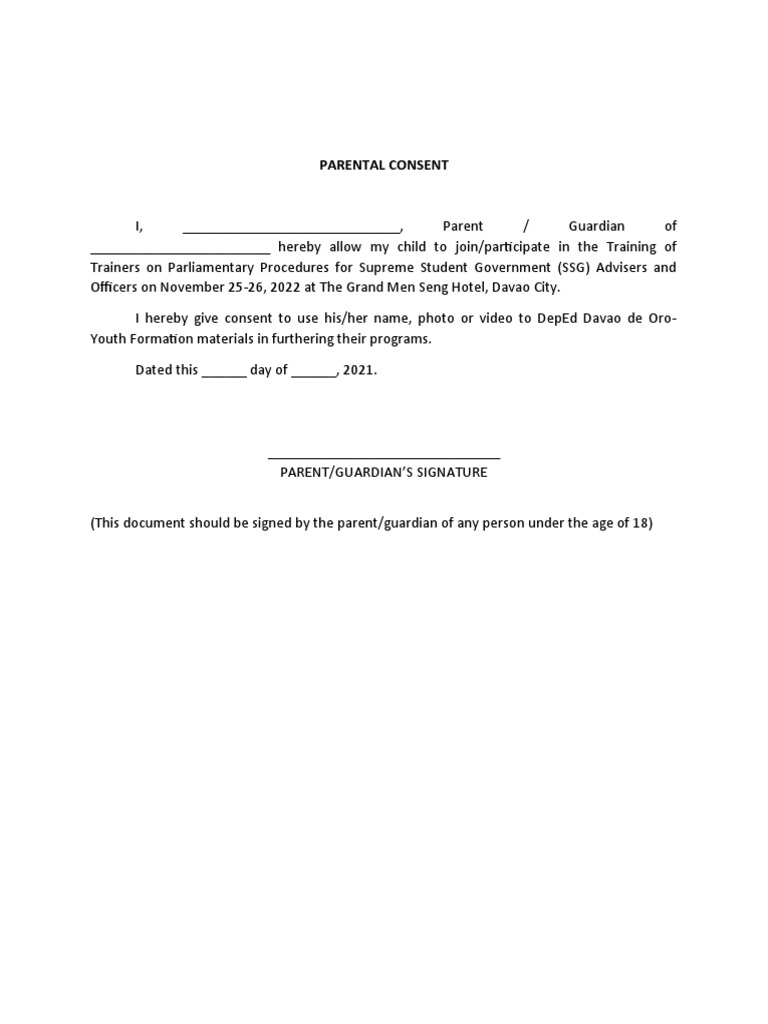 Parental Consent for Student Training | PDF