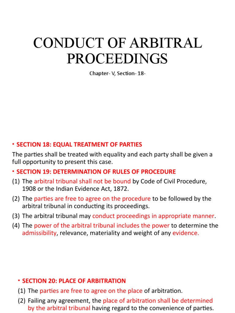 Conduct of Arbitral Proceedings Overview | PDF | Arbitral Tribunal ...