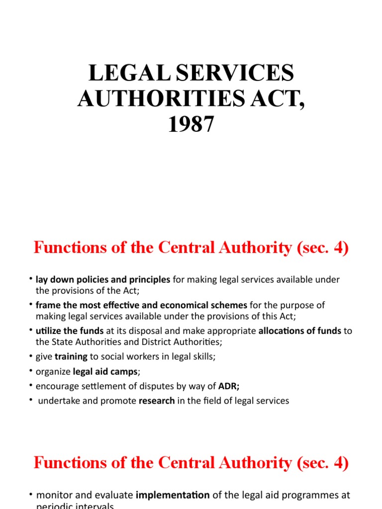 Legal Services Authorities Act, 1987 | PDF | Punjab | High Court Of ...