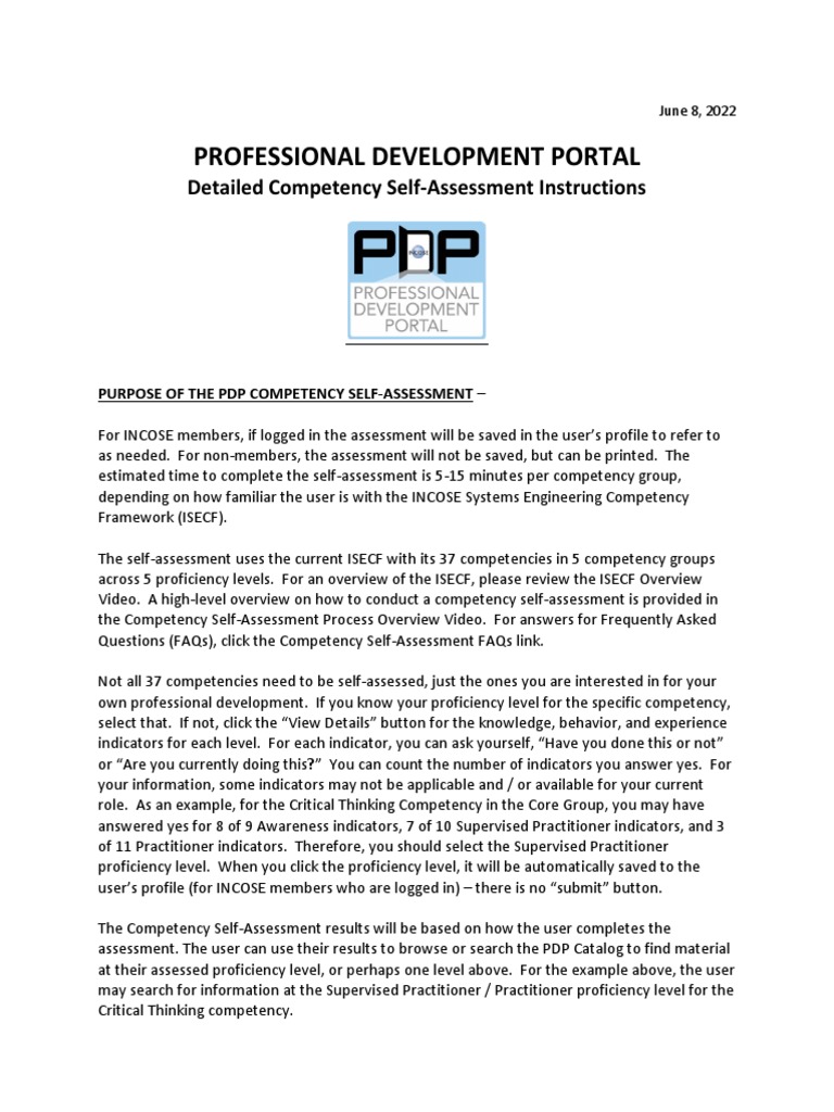 Competency Self Assessment Detailed Instructions | PDF | Communication