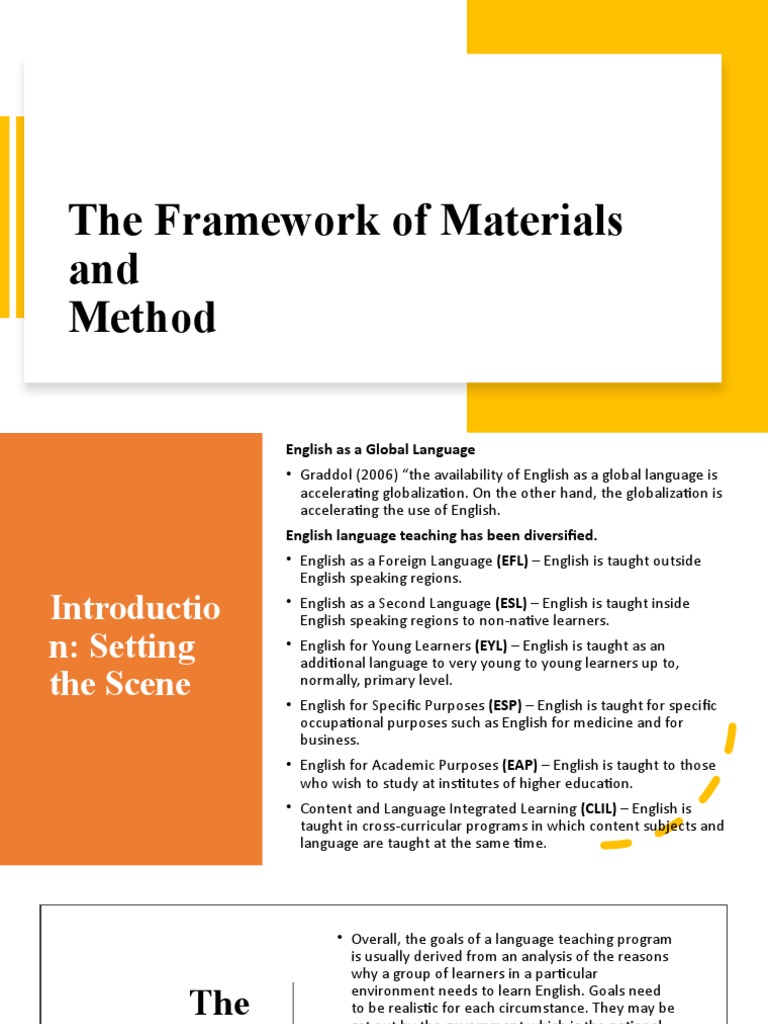 The Framework of Materials and Methods PDF English As A Second Or