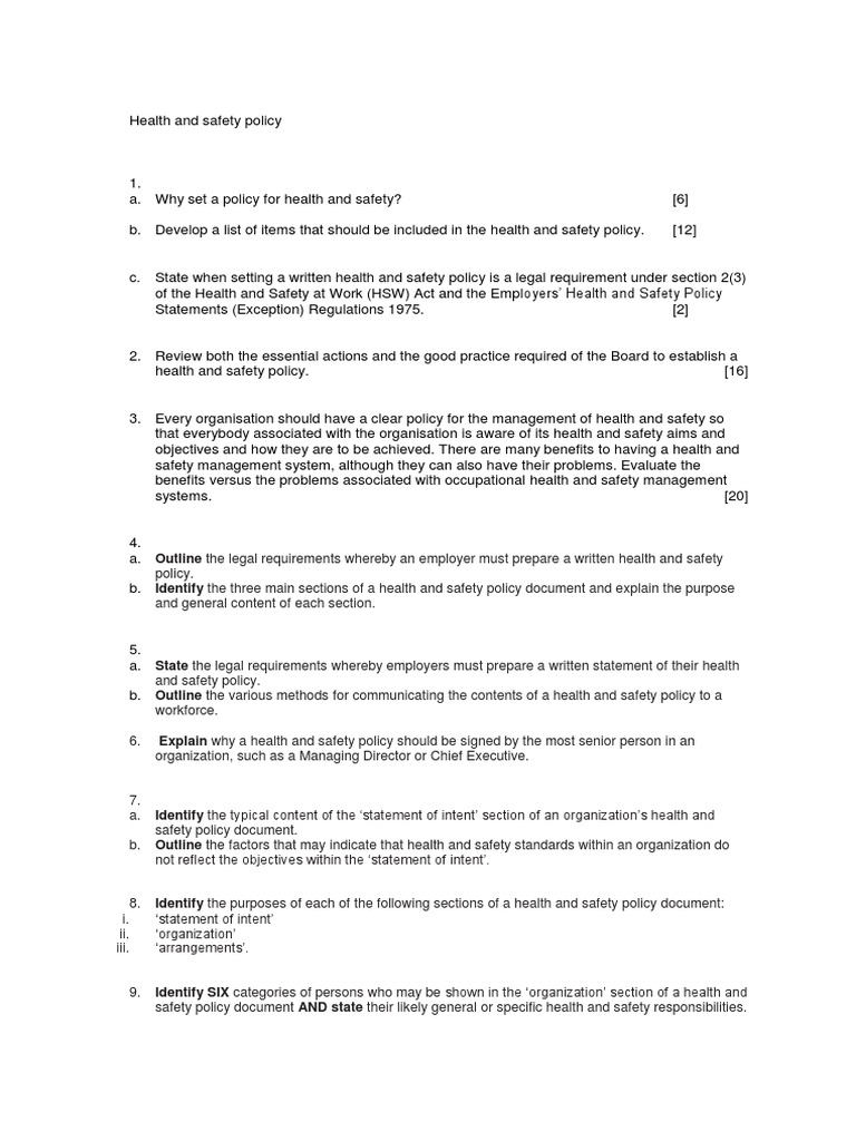 Develop Health And Safety Policy Pdf Policy Occupational Safety