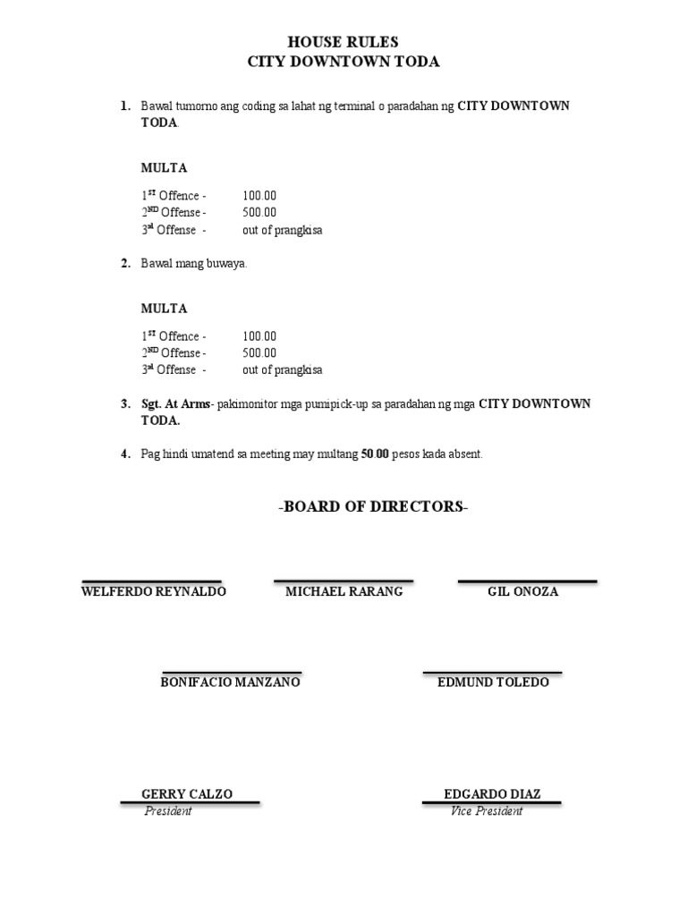 House Rules PDF