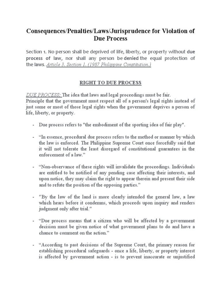Consequences For Violation of Due Process of Law | PDF | Due Process ...