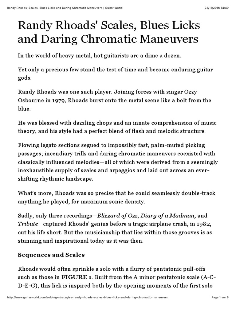 Randy Rhoads' Scales, Blues Licks and Daring Chromatic Maneuvers