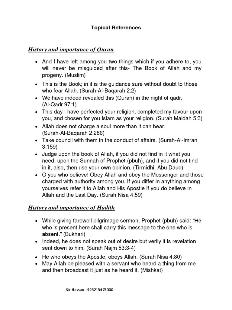 Quran, Hadith, and Islamic Teachings | PDF | Prophets And Messengers In ...