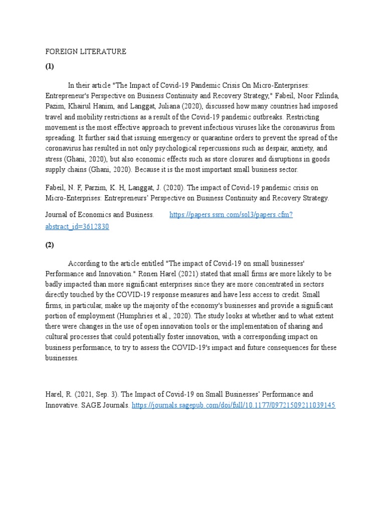 Foreign and Local Literature PDF Epidemiology Innovation