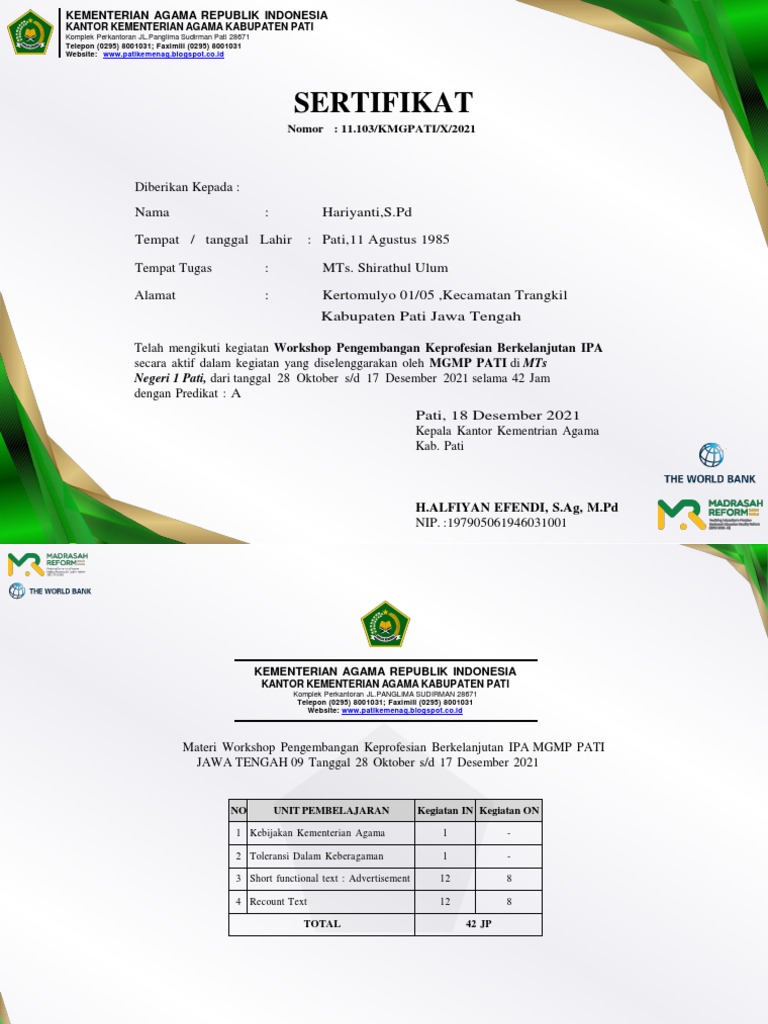 Hariyanti Sertifikat 7 Belum Ttd Pdf