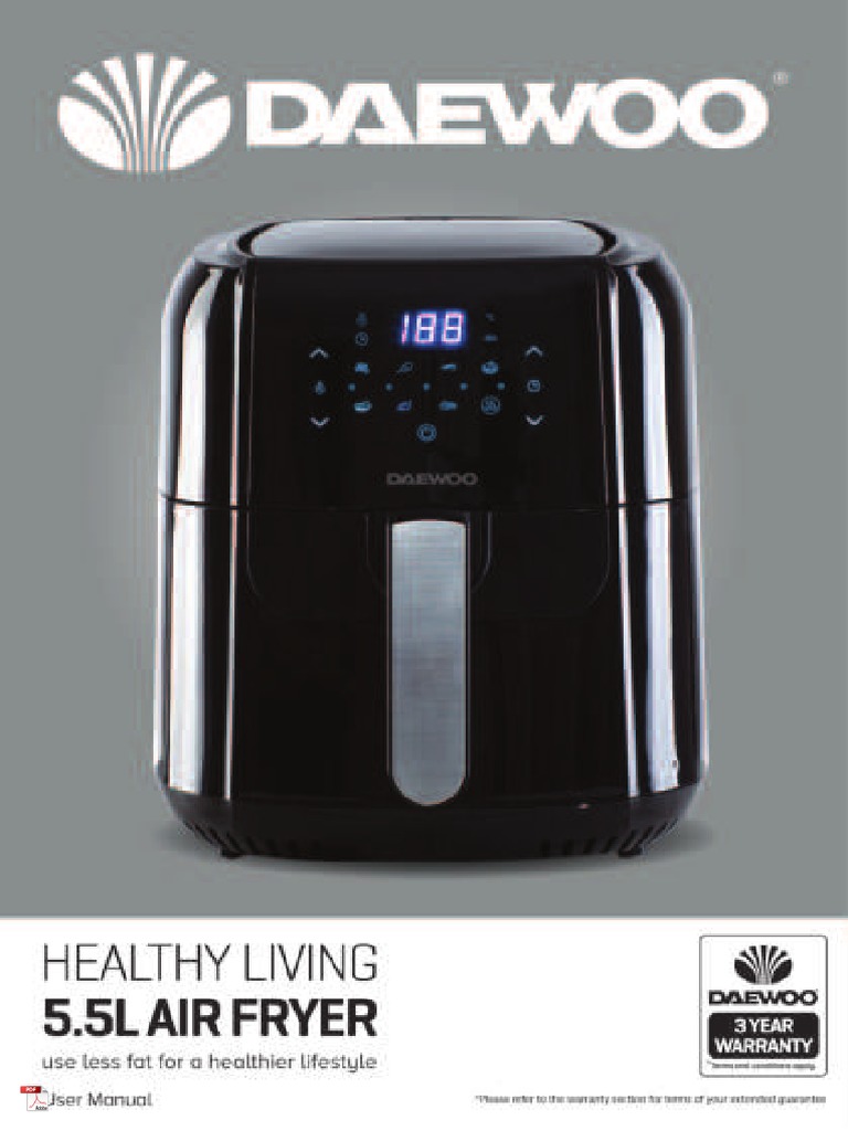 Daewoo SDA1804 5.5L Air Fryer Users Manual en PDF Ac Power Plugs