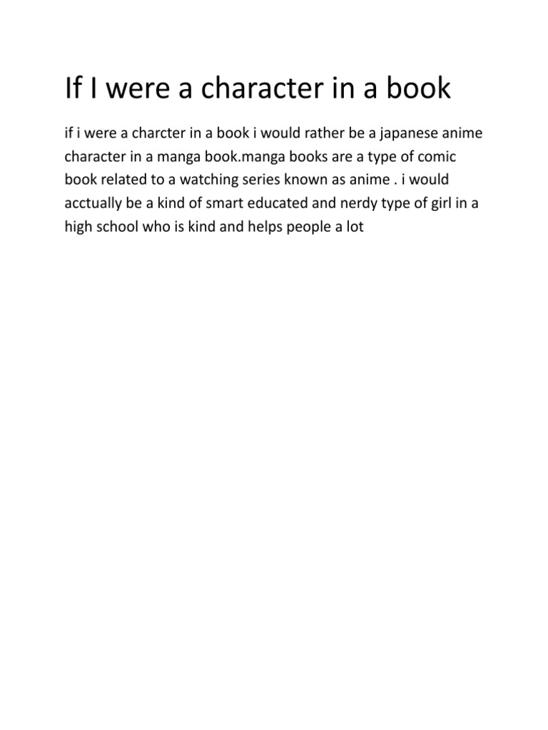 If I Were A Character In A Book PDF