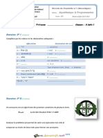 Devoir de Contrôle N°1 - Informatique - 3ème Informatique (2015-2016) MR Sami Klile